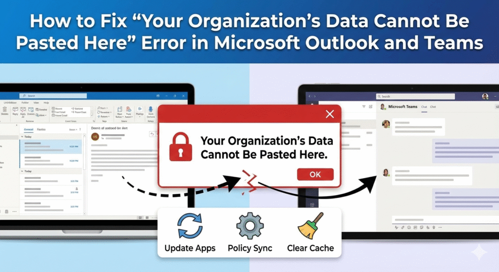 How to Fix “Your Organization’s Data Cannot Be Pasted Here” Error in Microsoft Outlook and Teams