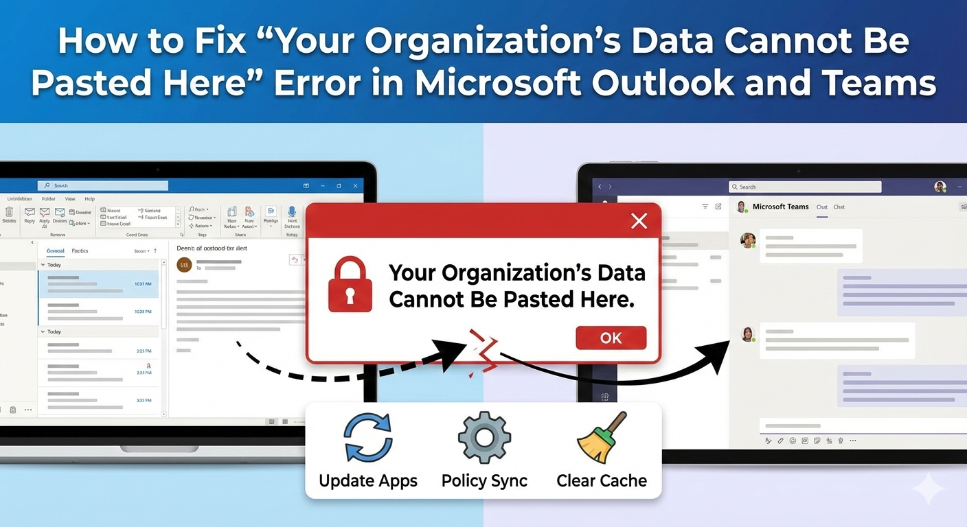 How to Fix “Your Organization’s Data Cannot Be Pasted Here” Error in Microsoft Outlook and Teams